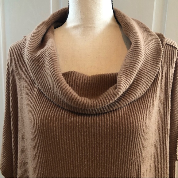 Free People Juicy Ribbed Cowl Neck Long Sleeve Top Vintage Bronze Medium - Picture 7 of 16